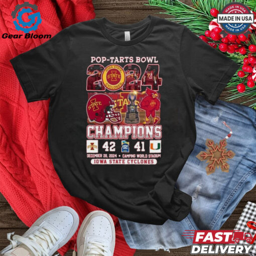 Official Pop Tarts Bowl 2024 Champions Iowa State Cyclones 42 41 Mascot Fan Favorite Shirt