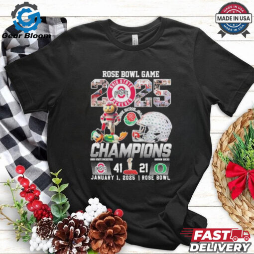 Official Rose Bowl Game 2025 Champions Ohio State Buckeyes 41 21 Oregon Ducks Shirt