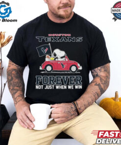 Official Snoopy And Woodstock Driving Car Houston Texans Forever Not Just When We Win Best Selling T shirt