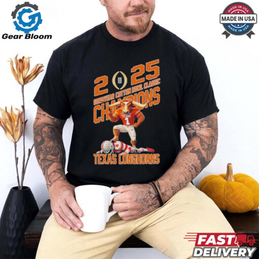 Official Texas Longhorns Defeat Ohio State Buckeyes Mascot Goodyear Cotton Bowl Classic Champions NCAA Bowl Games Season 2024 2025 Fan Favorite T Shirt