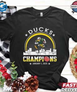 Oregon Ducks Football Mascot January 1 2025 Rose Champions Skyline Shirt