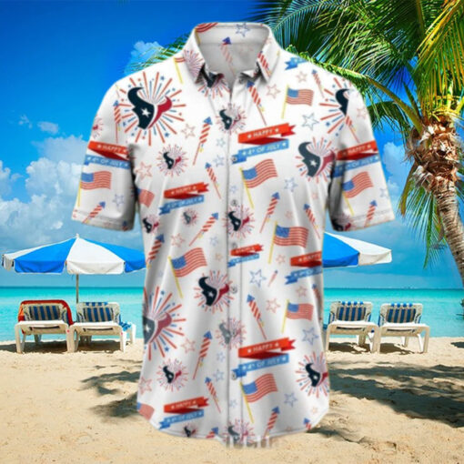 Patriotic Fireworks Houston Texans Hawaiian Shirt For 4th Of July