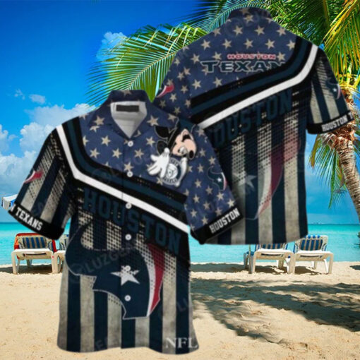 Patriotic Star Spangled Houston Texans Mickey Hawaiian Shirt