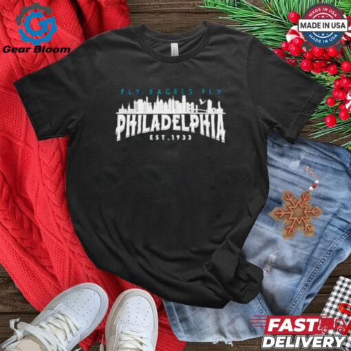 Philadelphia Eagles Fly Eagles Fly Superbowl 2025 city skyline shirt