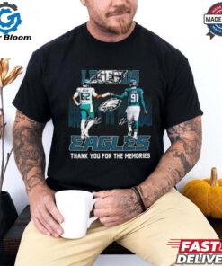 Philadelphia Eagles Legends Travis Kelce and Cox thank you for the memories signatures shirt