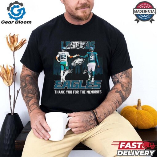 Philadelphia Eagles Legends Travis Kelce and Cox thank you for the memories signatures shirt