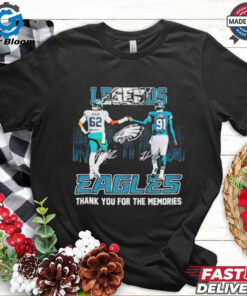 Philadelphia Eagles Legends Travis Kelce and Fletcher Cox thank you for the memories signatures shirt