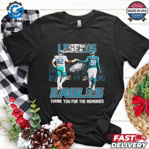 Philadelphia Eagles Legends Travis Kelce and Fletcher Cox thank you for the memories signatures shirt