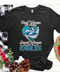 Real women love football smart women love Eagles heart lights shirt