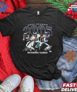 Saquon Barkley Philadelphia Eagles 2000 Rushing Yards Signature Bootleg Style NFL 2024 Season T Shirt