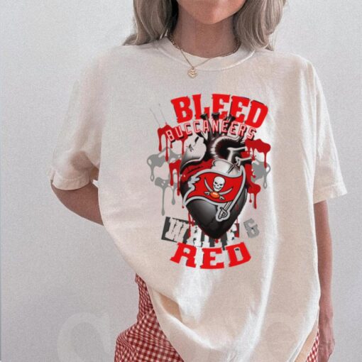 Tampa Bay Buccaneers Heart I Bleed White & Red shirt