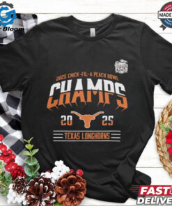 Texas Longhorns 2025 Chick-fil-A Peach Bowl Champs Shirt - Celebrate the Texas Longhorns' victory at the 2025 Chick-fil-A Peach Bowl with exclusive championship apparel. Perfect for fans who want to showcase their pride in this exciting win!