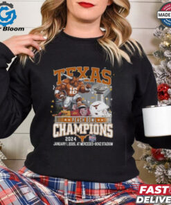 Texas Longhorns Peach Bowl 2024 Champions Mercedes Benz Stadium T-Shirt - Commemorate the Longhorns' Victory with Official Champion Apparel, Perfect for Fans and College Football Enthusiasts.