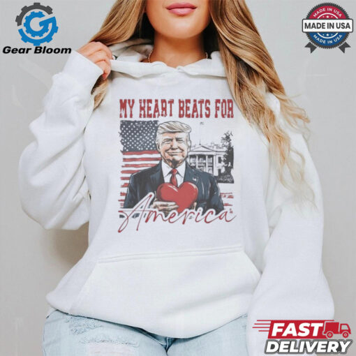 Trump Valentine My Heart Beats for America T Shirt