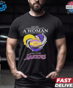 Never underestimate a woman who understands basketball and love Los Angles Lakers diamond heart 2025 T shirt