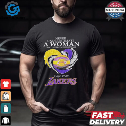 Never underestimate a woman who understands basketball and love Los Angles Lakers diamond heart 2025 T shirt