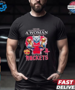 Official Never underestimate a woman who understands basketball and love Houston Rockets diamond heart mascot 2025 T shirt