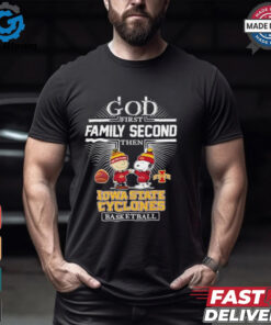 Snoopy and Charlie Brown God First Family Second Then Iowa State Cyclones Basketball shirt