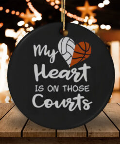 Top My Heart Is On Those Courts Volleyball Basketball T Shirt