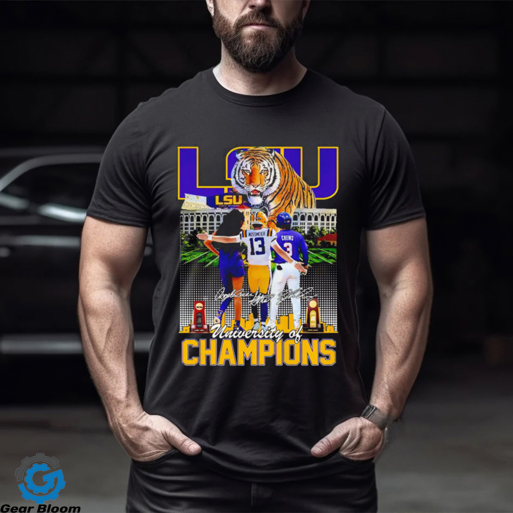 LSU University of Champions Angel Reese Garrett Nussmeier Dylan Crews signature shirt