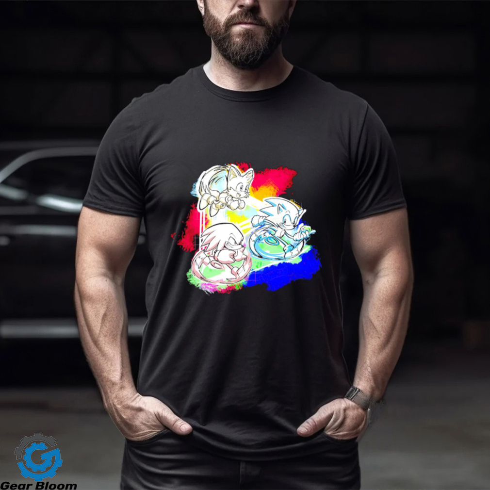 Sonic Tails and Knuckles Vivid Velocity art shirt