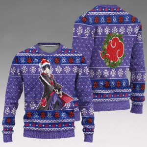 Akatsuki Christmas Sweater, Sasuke Akatsuki Ugly Christmas Sweater Naruto Anime Xmas Gift