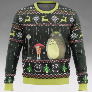 Studio Ghibli Totoro Rain Ugly Christmas Sweater