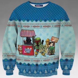 SW Ugly Sweater SW Queue For BobaTea Blue Sweater 2022