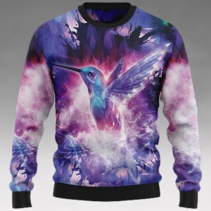 Purple Hummingbird Lover Ugly Christmas Sweater