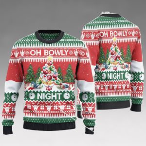 BOWLING LOVERS GIFT OH BOWLY NIGHT CHRISTMAS TREE UGLY SWEATER