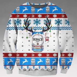 Busch Beer Deer Horn Ugly Christmas Sweater, Faux Wool Sweater, Gifts For Beer Lovers, International Beer Day, Best Christmas Gifts For 2022 – Prinvity