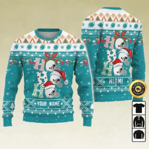 Customized Miami Dolphins Ugly Christmas Sweater, Faux Wool Sweater, National Football League, Gifts For Fans Football Nfl, Football 3D Ugly Sweater, Merry Xmas – Prinvity