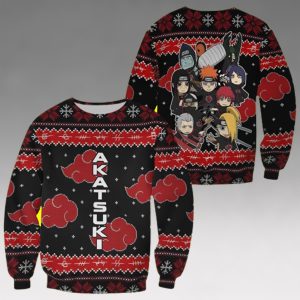 Akatsuki Ugly Christmas Sweater Naruto Anime Xmas Gift Custom Clothes, Akatsuki Christmas Sweater