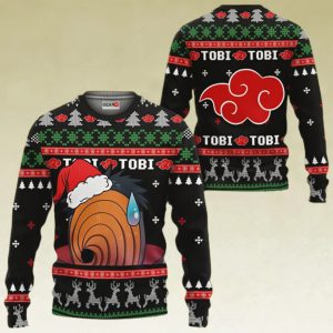Akatsuki Tobi Ugly Christmas Sweater Custom Naruto Anime Xmas Gifts, Akatsuki Ugly Christmas Sweater