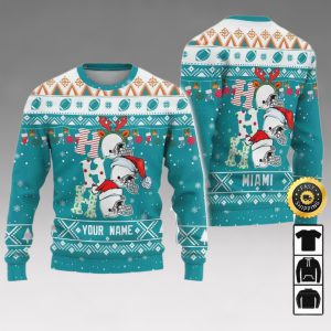 Customized Miami Dolphins Ugly Christmas Sweater, Faux Wool Sweater, National Football League, Gifts For Fans Football Nfl, Football 3D Ugly Sweater, Merry Xmas – Prinvity
