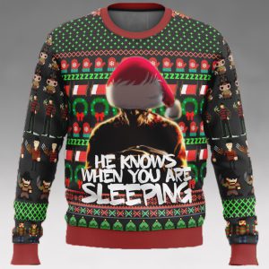 Freddy Krueger He Know When You Sleep Ugly Christmas Sweater