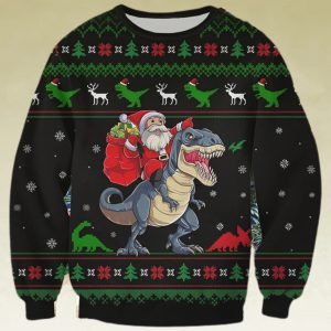 Santa Claus T Rex Ugly Christmas Sweater