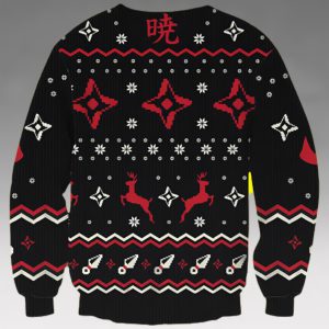 Akatsuki Naruto Wool Knitted Sweater, Christmas Akatsuki 3D Sweater, Akatsuki Christmas Sweater