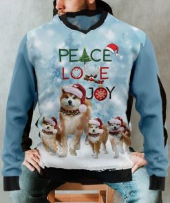 Akita Dog Ugly Sweater, Peace Love Joy Christmas Sweater