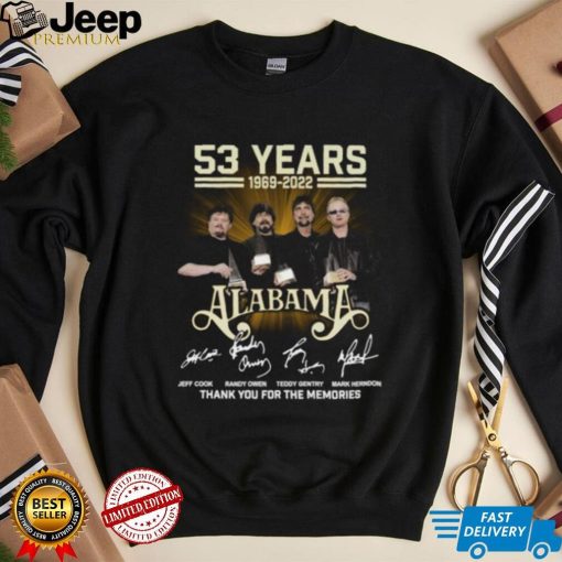 Alabama 53 Years 1969 2022 Thank You For The Memories Signatures Mens Shirt