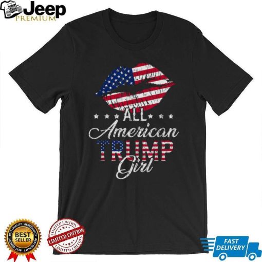 All American Trump Girl Usa Flag Lips Gop Vote 2024 Shirt