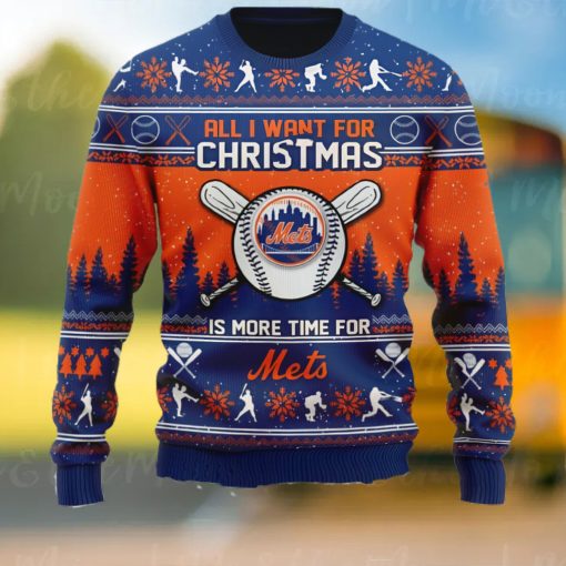 All I Want For Christmas Is More Time For Mets Ugly Christmas Sweater