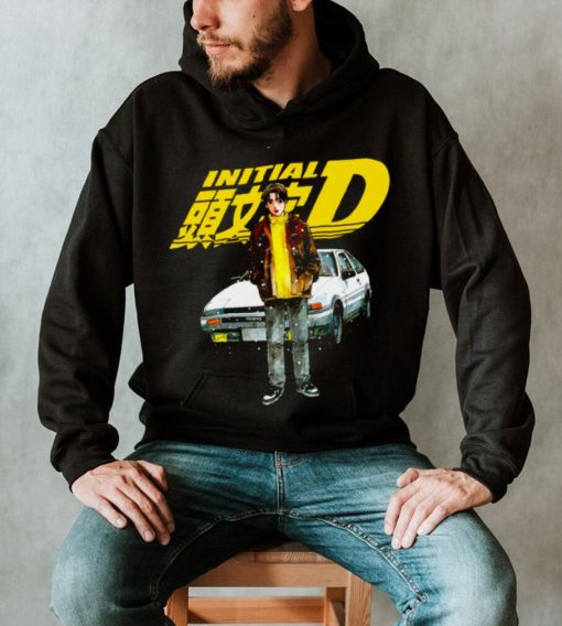 Anime Yellow Logo Design Initial D shirt