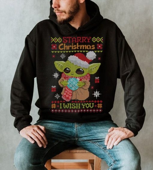 Baby Yoda Starry Christmas I wish you ugly Xmas 2022 shirt