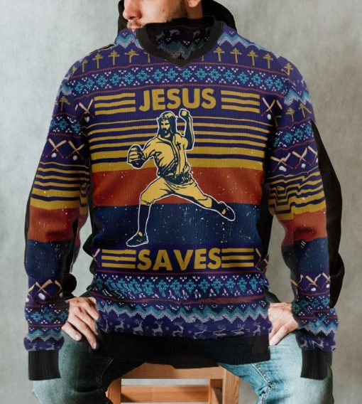 Baseball Jesus Save Ugly Christmas Sweater, Xmas Sweatshirt