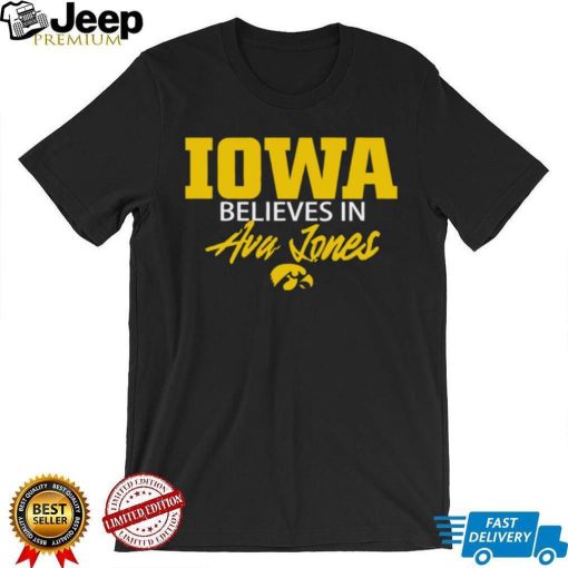 Basketball hawkeyes wearing Iowa believe in ava jones logo shirt