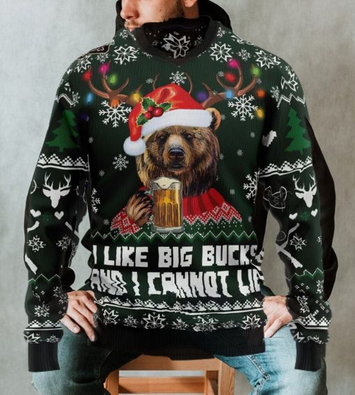 Bear Hunting and Beer Christmas Ugly Christmas Sweater, Xmas Sweatshirt