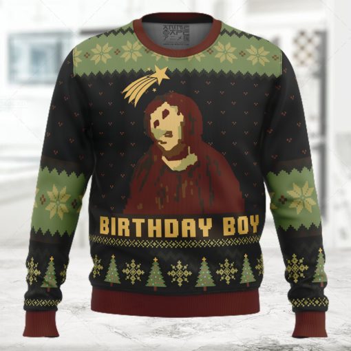 Birthday Boy The Ruined Fresco Of Jesus Ugly Christmas Sweater