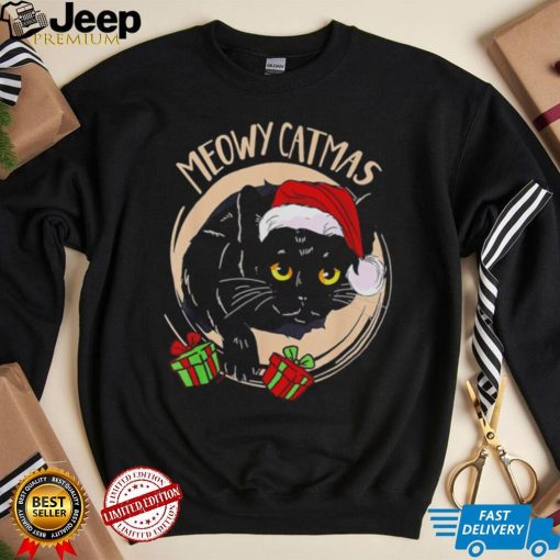 Black cat Santa Meowy Catmas 2022 shirt