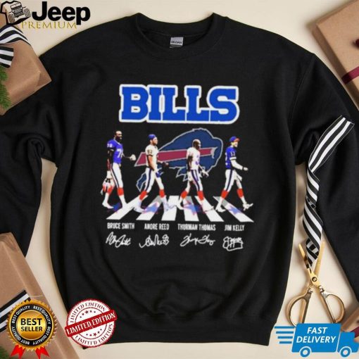 Buffalo Bills Abbey Road Bruce Smith Andre Reed Thurman Thomas And Jim Kelly Signatures Shirt